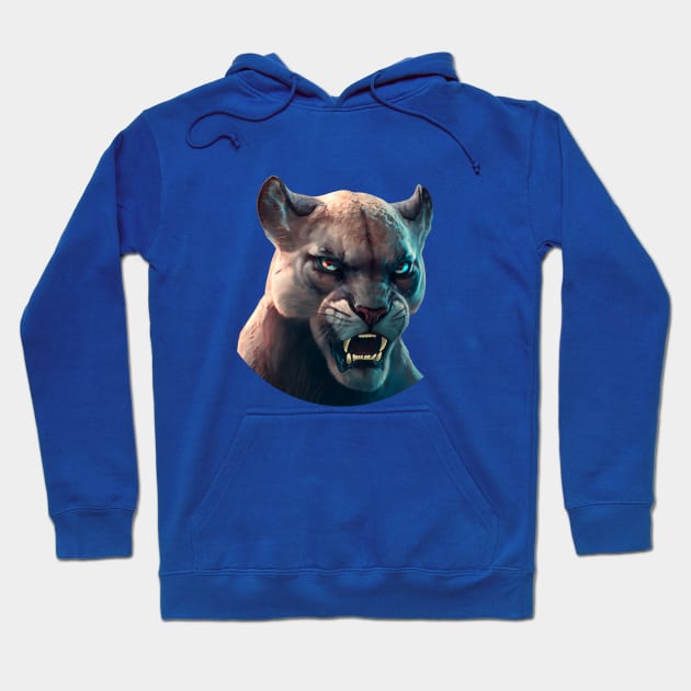 Angry Cougar Head Hoodie by tylerockss